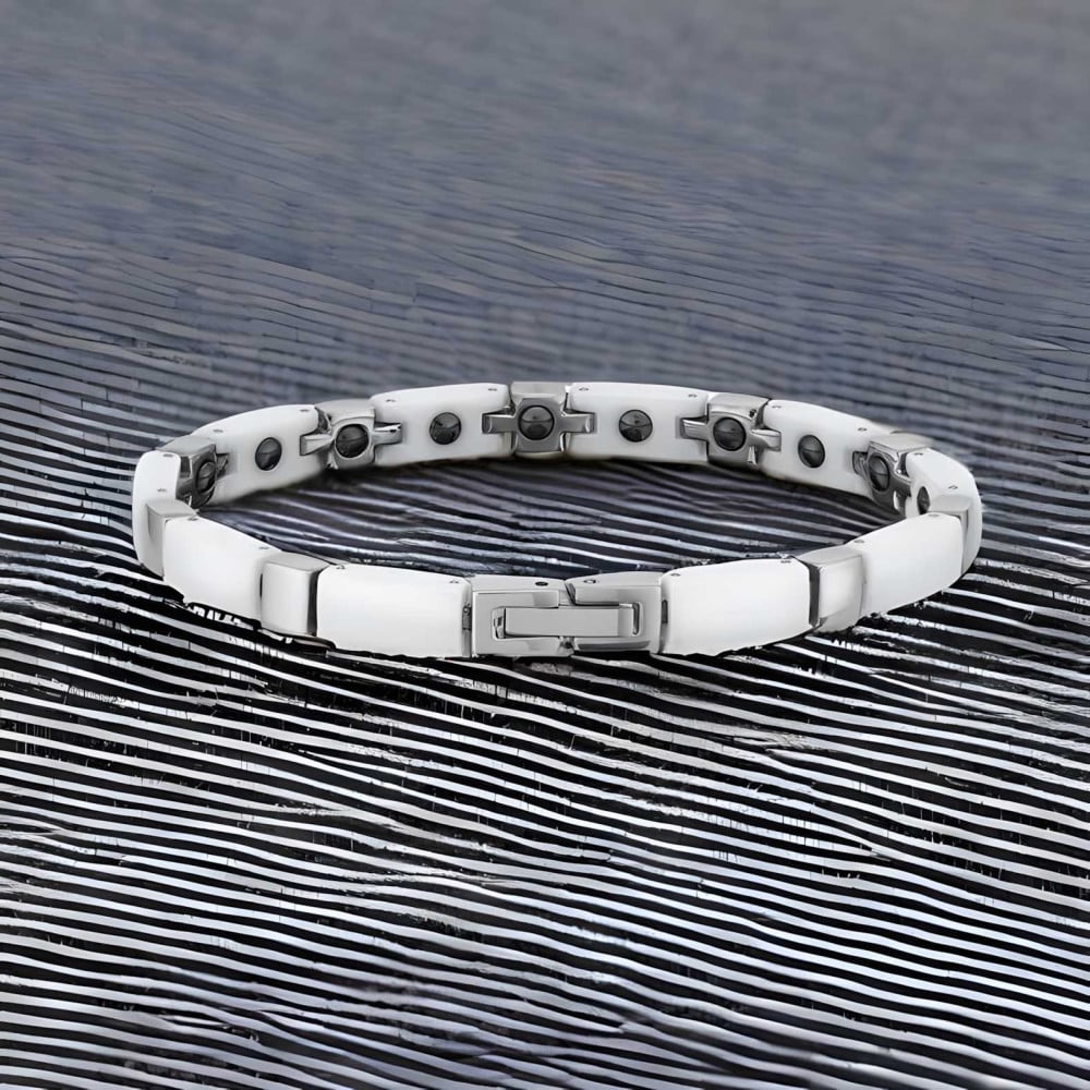 Bracelet ceramique noire homme femme magnetique aimants