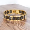 Bracelet homme ceramique noir magnetique plaque or