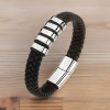 Herrenarmband aus Leder mit magnetischem Verschlussring aus Stahl
