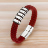 Herrenarmband aus Leder mit magnetischem Verschlussring aus Stahl
