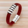 Men's leather bracelet with magnetic steel clasp