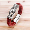 Bracelet homme cuir tresse noir noeud celtique fermoir acier