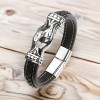Bracelet homme cuir tresse noir noeud celtique fermoir acier
