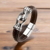 Bracelet homme cuir tresse noir noeud celtique fermoir acier