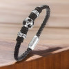 Bracelet homme cuir noir tresse ballon football