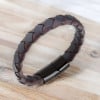 Bracelet homme cuir tresse fermoir acier aimante