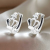 Men's Sterling Silver cross crown Hoop Earrings