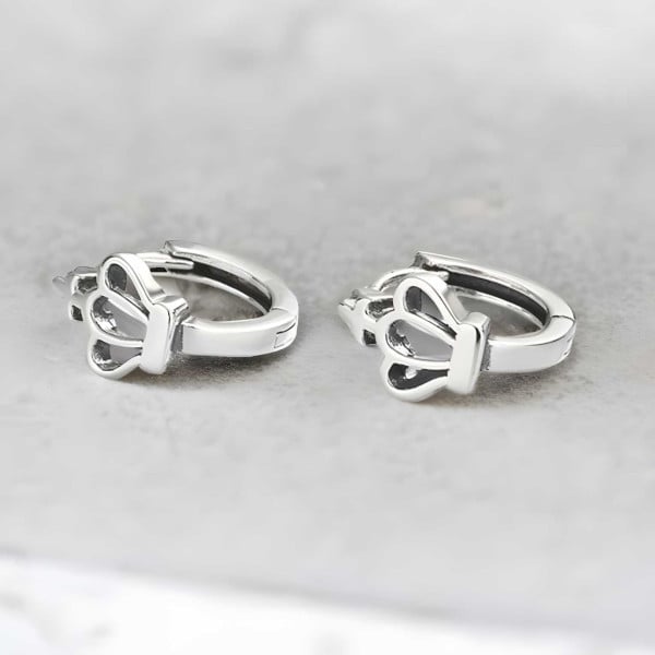 Boucles d'oreille argent homme femme creoles croix couronne