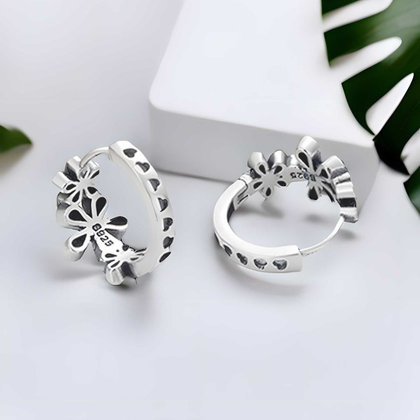 Boucles d'oreille argent fleur resine creoles