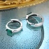 Boucles d'oreilles argent creoles zirconium vert homme femme