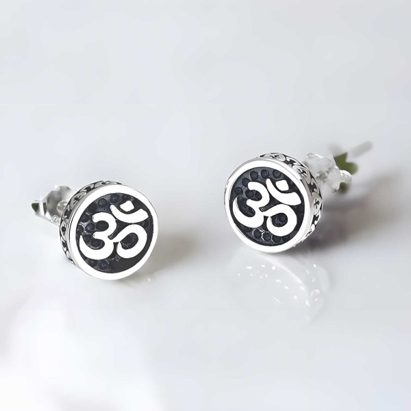 925 silver stud earrings OM symbol 2017