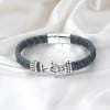 Heren stalen ankerarmband van leer met magnetische sluiting