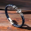 Bracelet homme cuir ancre acier fermoir aimante