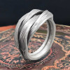 Brushed Sterling Silver Leaf Open Ring