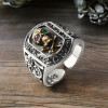 Anello da uomo in argento con teschio aperto da cavaliere