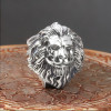 Anello da uomo con leone cavaliere aperto in argento