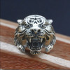 Men's tiger open silver knight ring