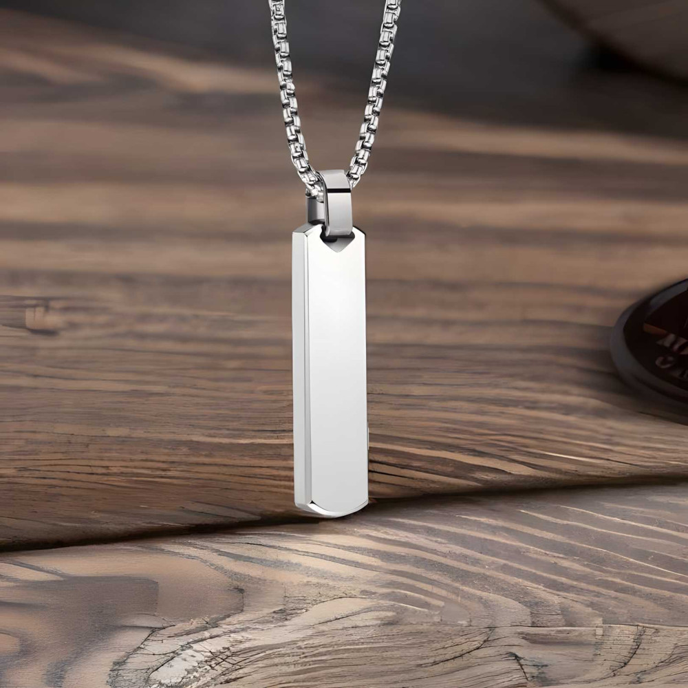 Colgante de collar de pareja de barra de acero personalizado