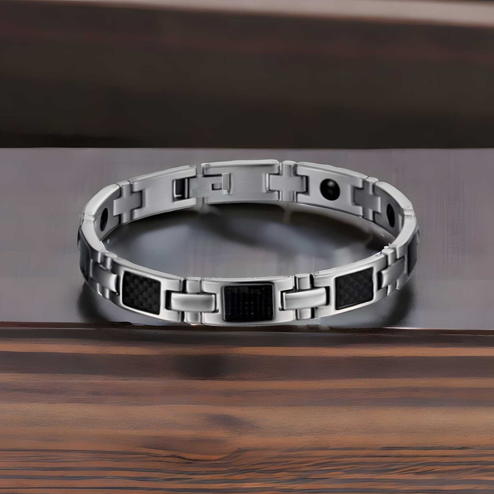 Magnetisches Kohlefaserarmband für Herren aus Edelstahl