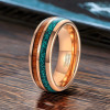 Anello personalizzato in legno opale di tungsteno placcato oro rosa
