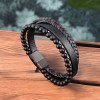 Herrenarmband aus geflochtenem Leder mit mehreren Bändern und Stahlverschluss