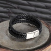 Pulsera de hombre de piel trenzada con múltiples cintas y cierre magnético de acero