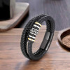 Bracciale celtico multicorda in pelle intrecciata con chiusura in acciaio