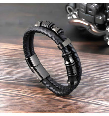 Men's Leather Stainless Steel Bracelet