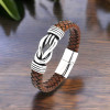 Men's Braided Leather sailor knot Bracelet Stainless Steel Clasp