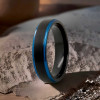 Fede nuziale in tungsteno con pennello nero personalizzabile