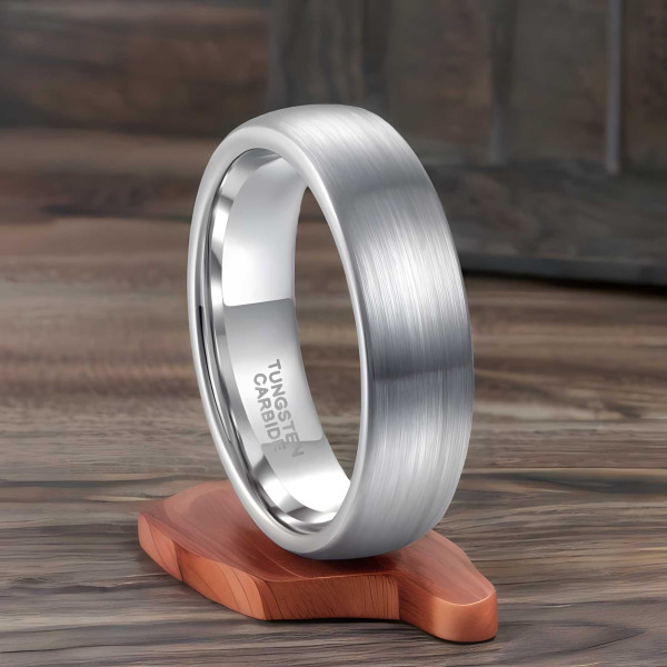 Anillo de alianza de tungsteno cepillado negro mate personalizado