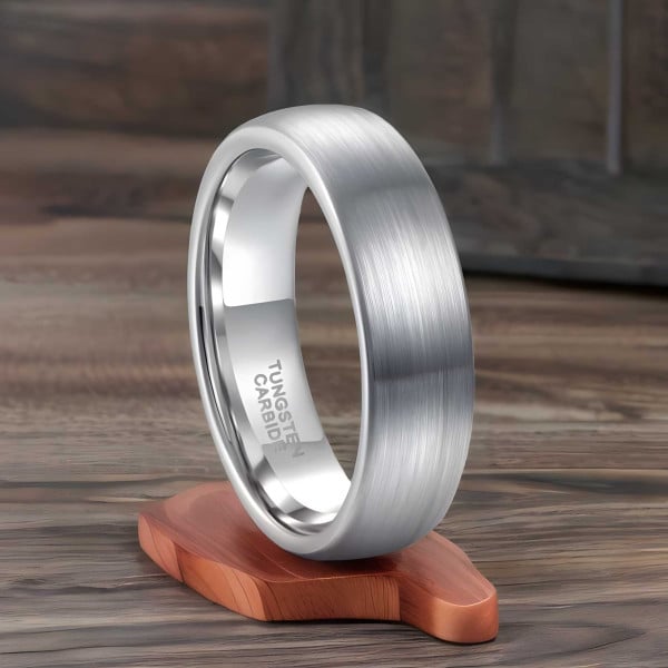 Personalized matte black brushed tungsten alliance ring