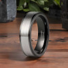 Anello da uomo anello in tungsteno nero linea pennello personalizzabile
