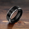 Anello da uomo in tungsteno nero con bordi smussati personalizzabili