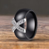 Women's ring black ceramic rings cross zirconium steel