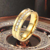 Stainless Steel couple ring gold plate zirconium customizable engraving