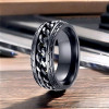 Customizable anti-stress rotating steel chain men's ring