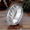 Customizable anti-stress rotating steel chain men's ring