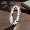 Personalized wedding ring alliance dome tungsten white fiber