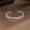 Solid silver hammered bangle bracelet for men and women