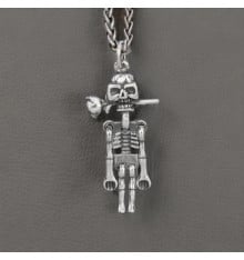 Men's Sterling Silver Skull skeleton Rose Pendant