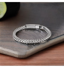 Bracciale da uomo a catena in acciaio piatto nero