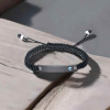 Bracelet personnalise couple nylon tresse zirconium plaque acier