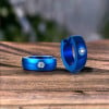 Boucles d'oreilles Homme acier plaque bleu zirconium - paire