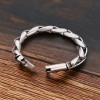Men's Braided Cylinderical Sterling Silver Biker Bracelet