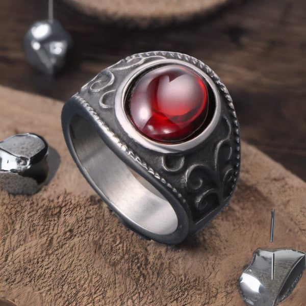 Anillo de plata con piedra roja para hombre best sale