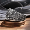Men's silver open angel wing ring