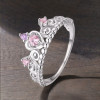 Rhodinierter Silberring mit rosa Zirkoniumkrone