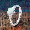 Rhodium silver opal zirconium heart ring