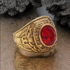 Men's Cubic Red ZIrconia Inlay US Army Stainless Steel Ring